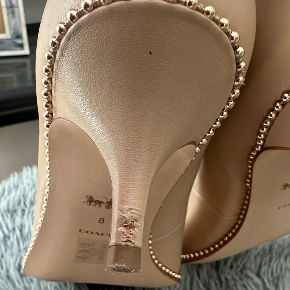 Coach Nude Leather Pointed Flats